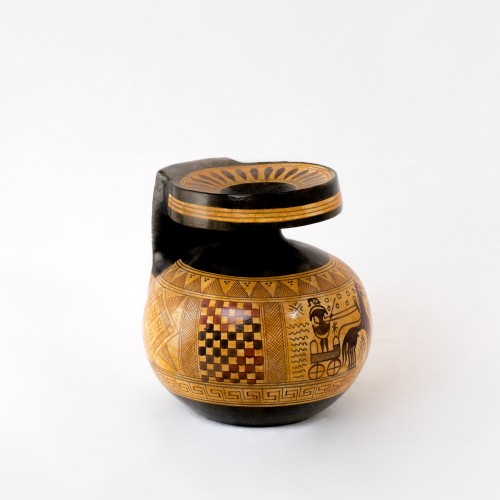 Geometric handmade ceramic aryballos - GV058COD108
