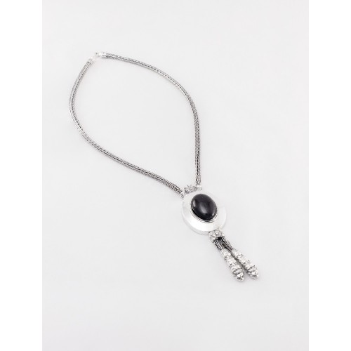 Lion silver necklace with Amethyst stone - ΚΟ025ΚΟΟΟ1GR