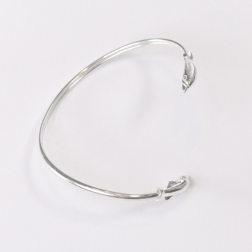 Dolphin pair Sterling Silver 925 handmade bendable bracelet - BR050ΧΕ122.5GR 