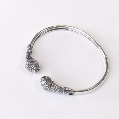 Lion heads Sterling Silver 925 oxidized handmade BENDABLE bracelet - BP050ΧΕ120.15.6GR 